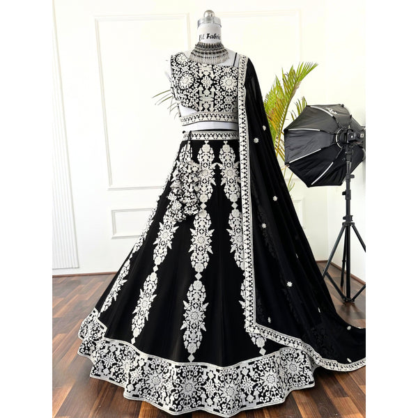 Black color Sequence Embroidery work Designer Lehenga Choli for Wedding & Haldi Function BL1395