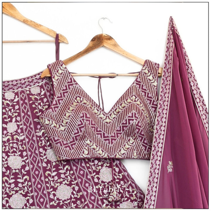 Light Purple color Sequence & Embroidery work Designer Lehenga Choli for Wedding Function BL1373 6