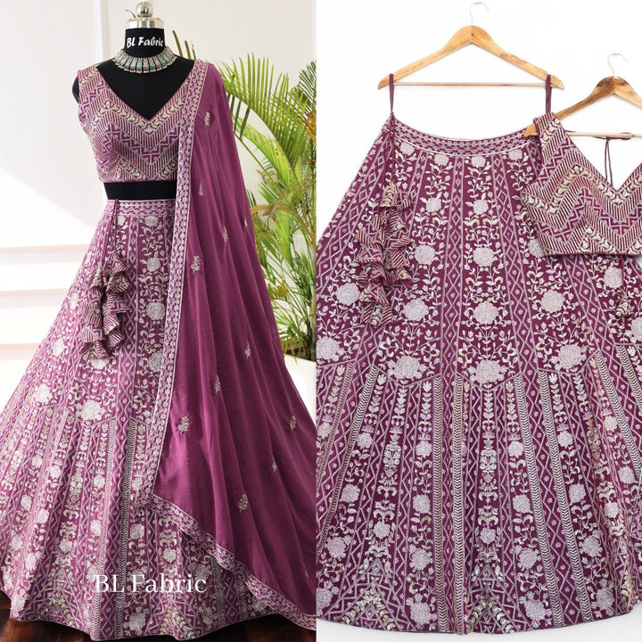 Light Purple color Sequence & Embroidery work Designer Lehenga Choli for Wedding Function BL1373 4