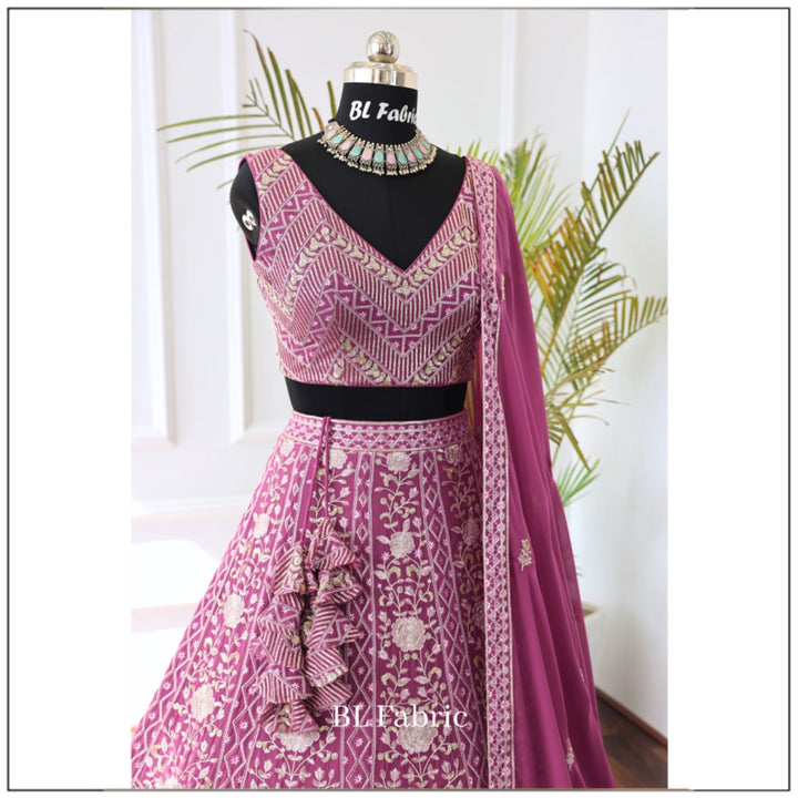 Light Purple color Sequence & Embroidery work Designer Lehenga Choli for Wedding Function BL1373 1