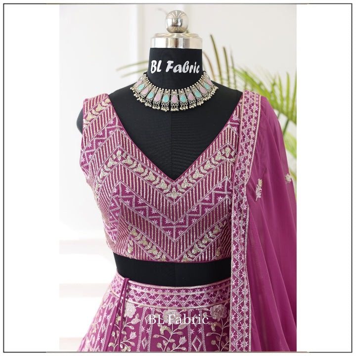 Light Purple color Sequence & Embroidery work Designer Lehenga Choli for Wedding Function BL1373 2