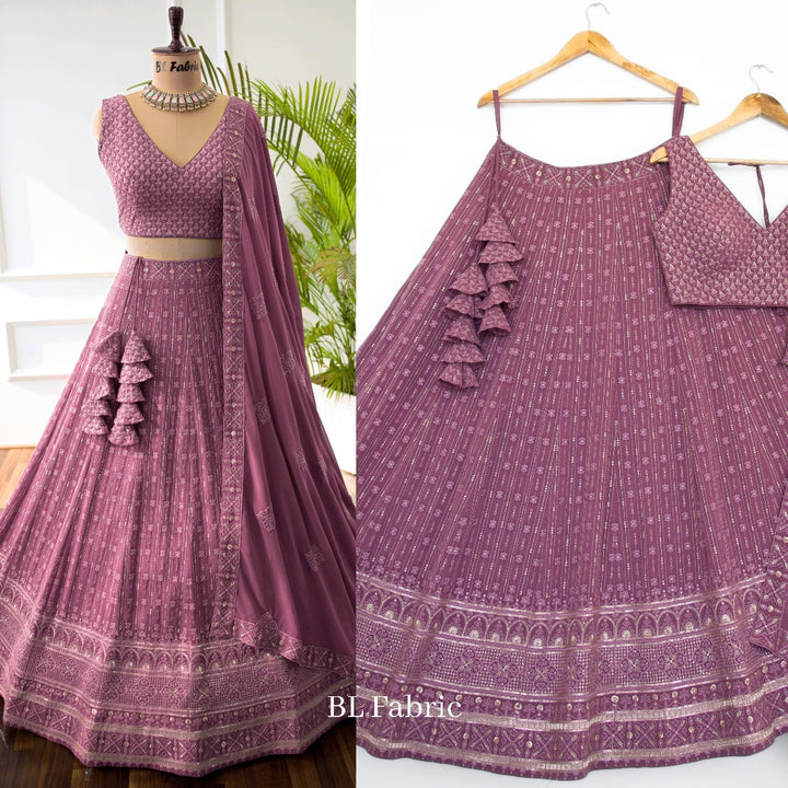 Rosy Brown color Sequence & Embroidery work Designer Lehenga Choli for Wedding Function BL1375 3