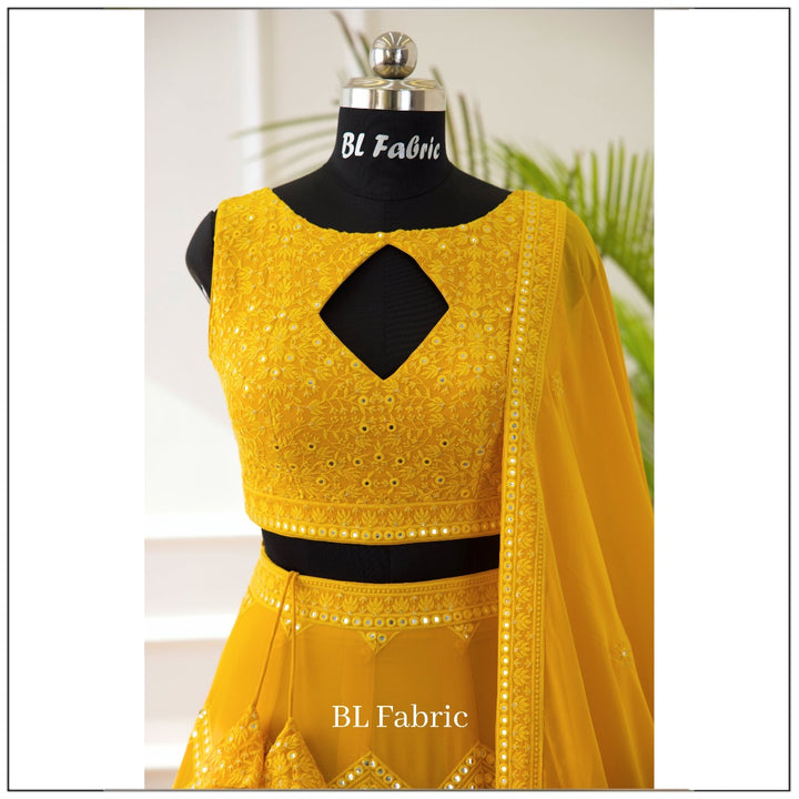 Yellow color Sequence & Embroidery work Designer Lehenga Choli for Haldi Function BL1377 2