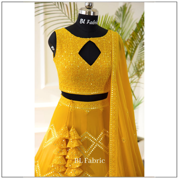 Yellow color Sequence & Embroidery work Designer Lehenga Choli for Haldi Function BL1377 3