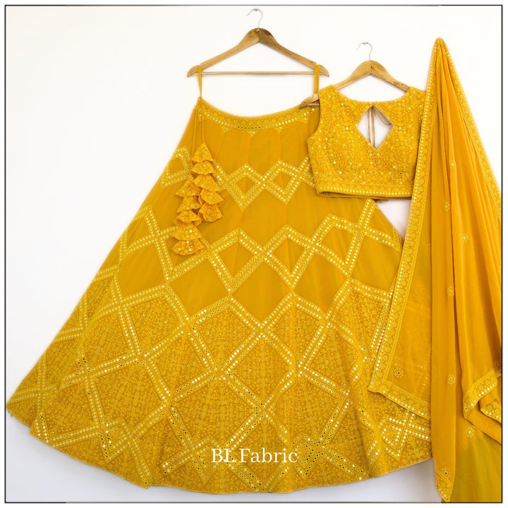 Yellow color Sequence & Embroidery work Designer Lehenga Choli for Haldi Function BL1377 5