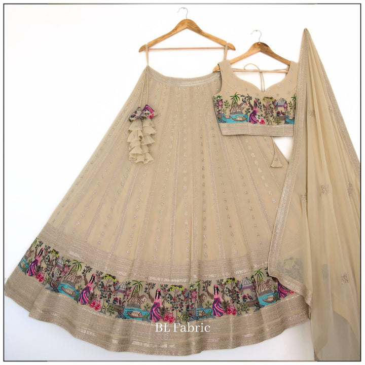 Cream color Thread Embroidery work Designer Lehenga Choli for Any Function BL1382 3