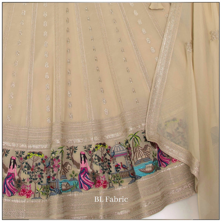Cream color Thread Embroidery work Designer Lehenga Choli for Any Function BL1382 6