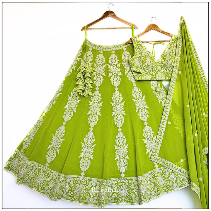 Parrot Green color Sequence Embroidery work Designer Lehenga Choli for Wedding & Haldi Function BL1384 3