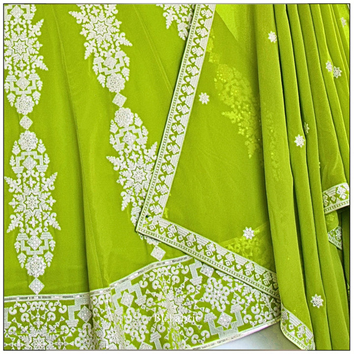 Parrot Green color Sequence Embroidery work Designer Lehenga Choli for Wedding & Haldi Function BL1384 6