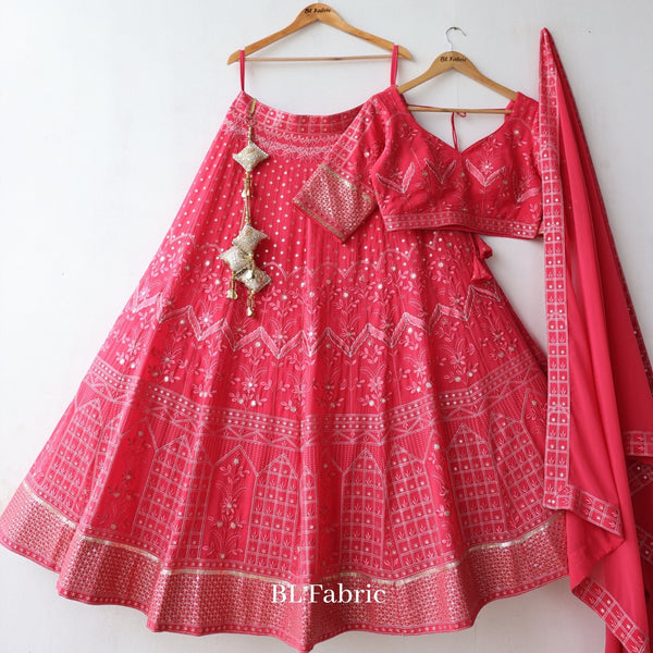 Pink color Sequence Embroidery work Designer Wedding Lehenga Choli BL1261