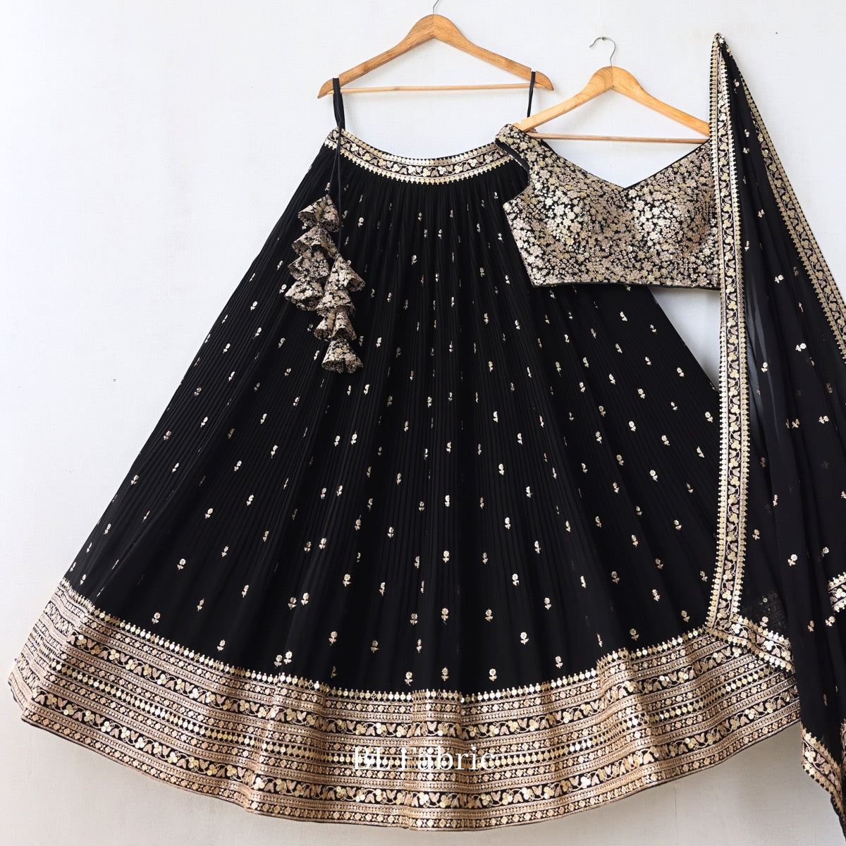 Black color Sequence Zari work Designer Wedding Lehenga Choli For