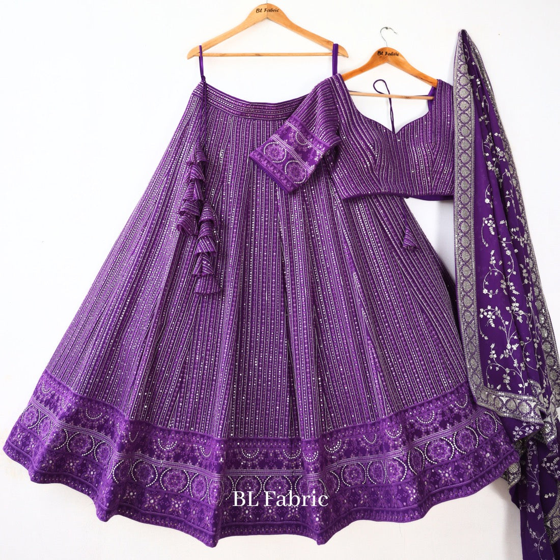 Purple color Embroidery & Sequence work Designer Wedding Lehenga Choli – BL  Fabric