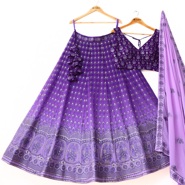 Shadding Purple color Sequence Embroidery work Designer Wedding Lehenga Choli BL1306