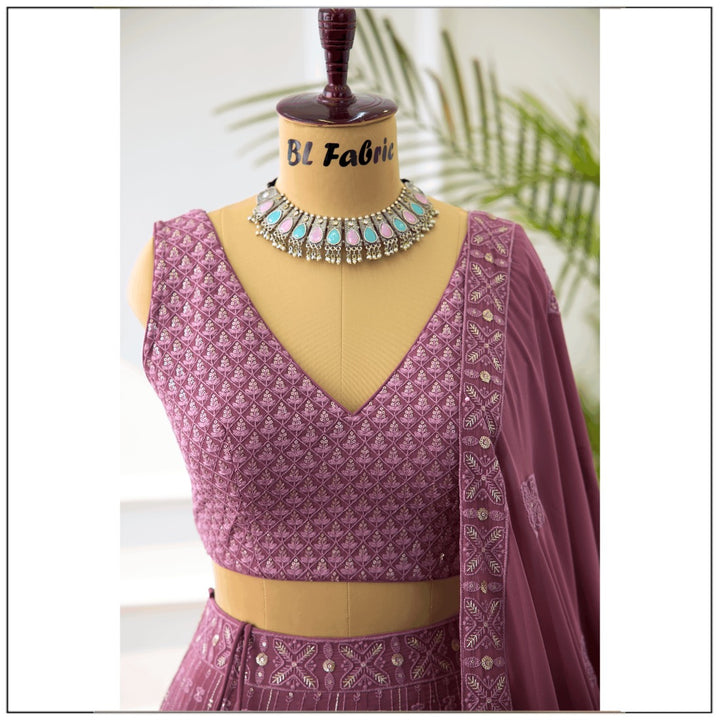 Rosy Brown color Sequence & Embroidery work Designer Lehenga Choli for Wedding Function BL1375 1