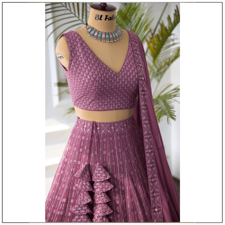 Rosy Brown color Sequence & Embroidery work Designer Lehenga Choli for Wedding Function BL1375 2