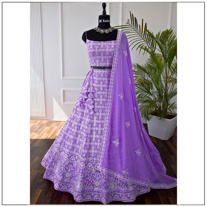 Light Purple color Sequence Embroidery work Designer Lehenga Choli for Wedding & Haldi Function BL1385 1