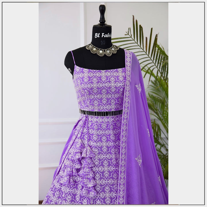 Light Purple color Sequence Embroidery work Designer Lehenga Choli for Wedding & Haldi Function BL1385 2