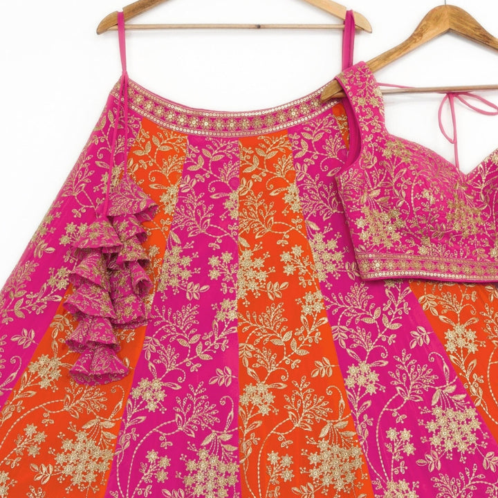 Pink & Orange color Sequence Embroidery work Designer Lehenga Choli for Wedding & Haldi Function BL1386 5