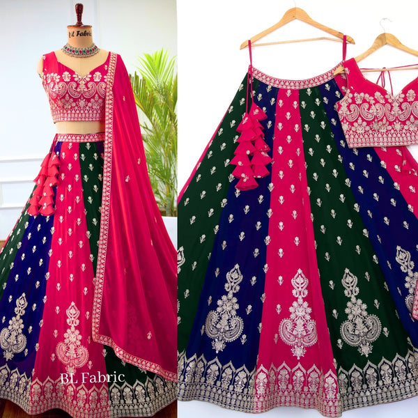 Multi color Sequence Embroidery work Designer Lehenga Choli for Wedding Function BL1388