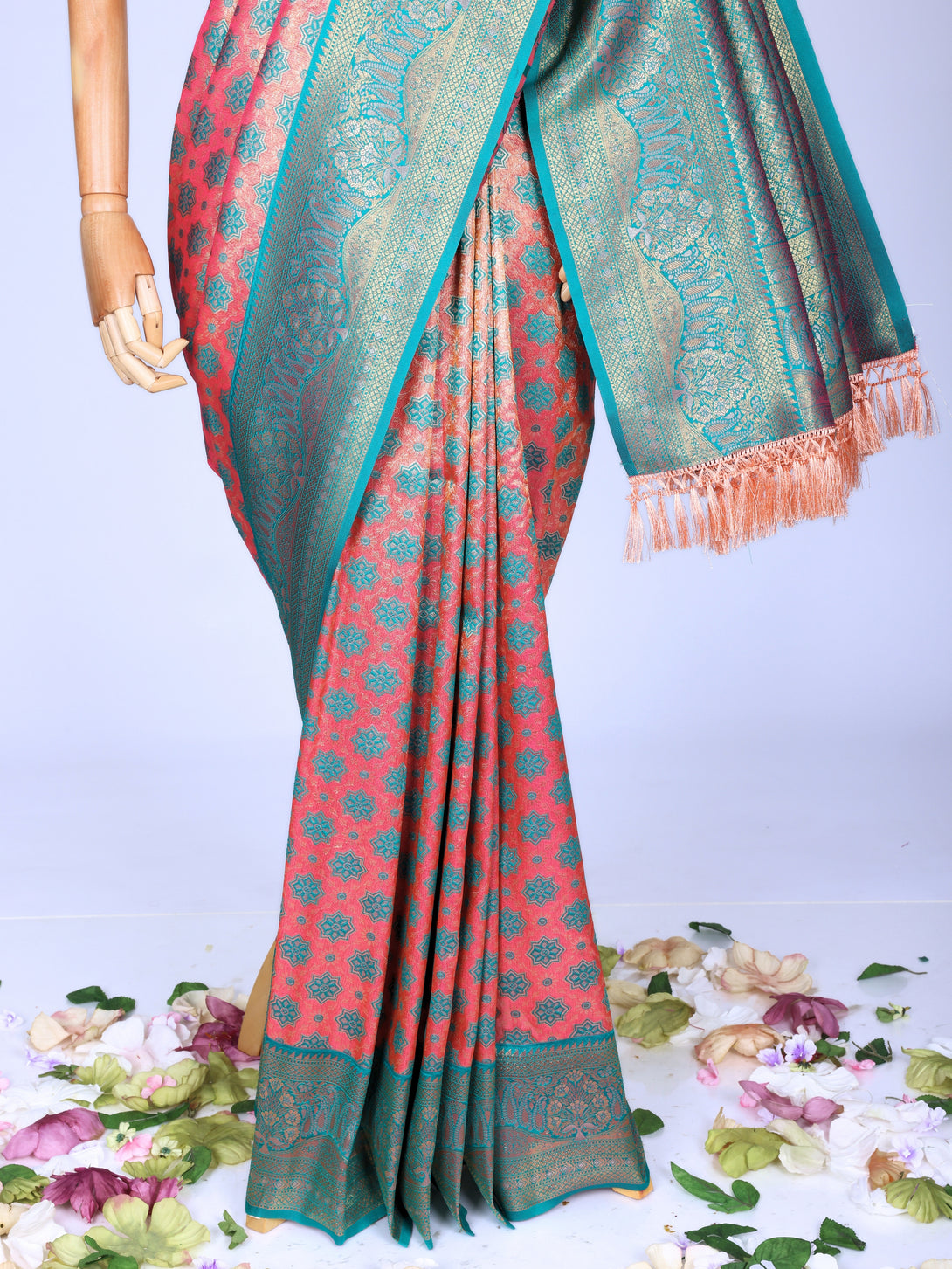 peach color Kanjivaram work Designer Saree BLS1003_peach – BL Fabric