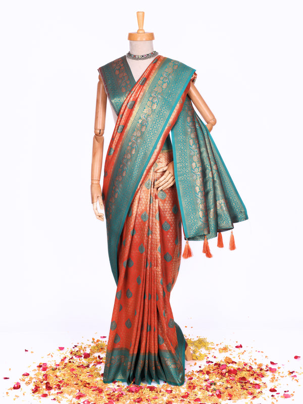 Orange color Kanjivaram work Designer Lehenga Choli BLS1007_Orange