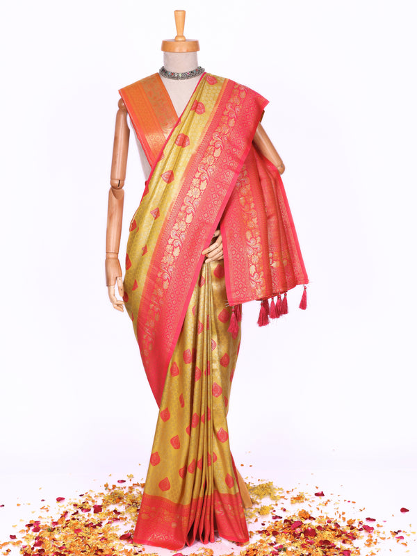 Yellow color Kanjivaram work Designer Lehenga Choli BLS1007_Yellow