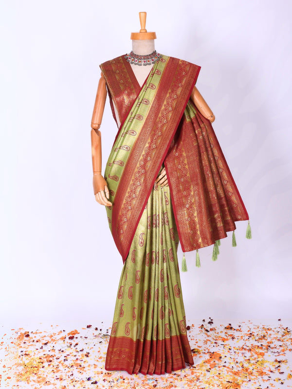 Parrot Green color Kanjivaram work Designer Lehenga Choli BLS1002_Green