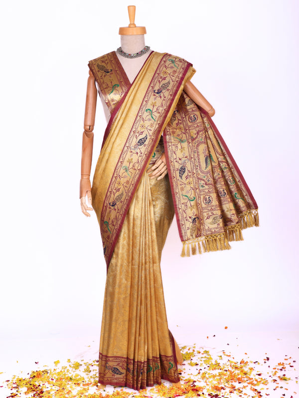 Yellow color Kanjivaram work Designer Lehenga Choli BLS1006_Yellow