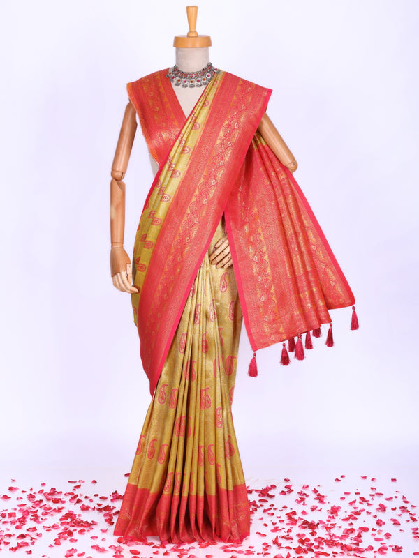 Yellow color Kanjivaram work Designer Lehenga Choli BLS1002_Yellow