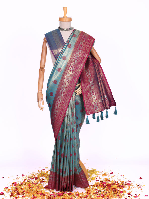 Skyblue color Kanjivaram work Designer Lehenga Choli BLS1007_Skyblue