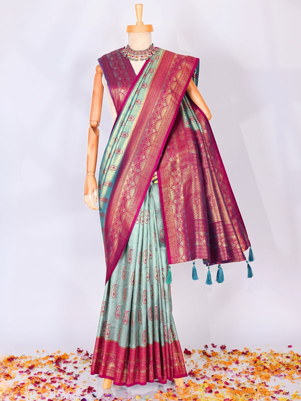 Skyblue color Kanjivaram work Designer Lehenga Choli BLS1002_Skyblue