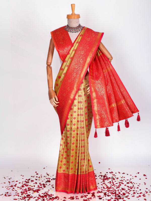 Yellow color Kanjivaram work Designer Lehenga Choli BLS1004_Yellow