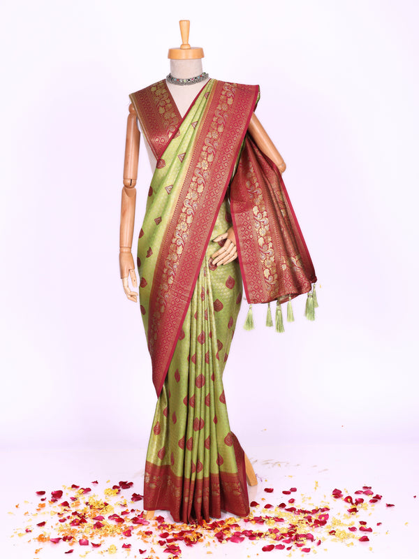 Parrot color Kanjivaram work Designer Lehenga Choli BLS1007_Parrot