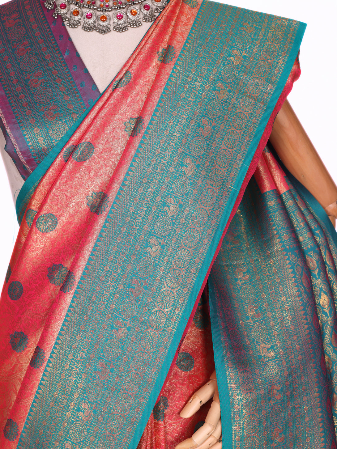 Peach color Kanjivaram work Designer Saree BLS1009_Peach – BL Fabric