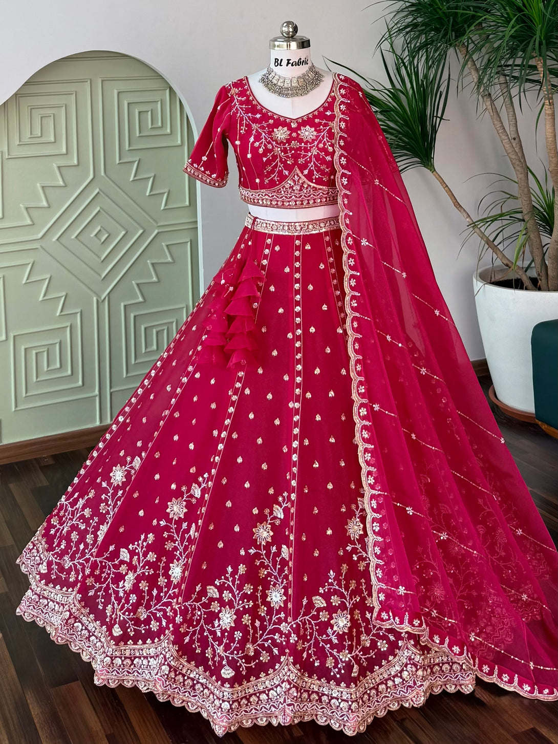 Bright Rani Pink Rani Pink color Bids Embroidery work Designer Lehenga Choli BL1717 – BL ...