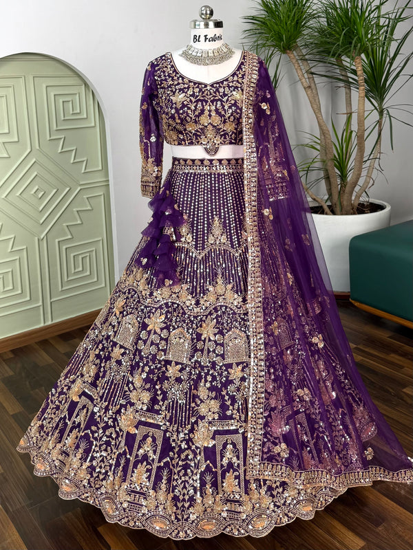Purple color Hand Embroidery work Designer Lehenga Choli for Wedding Function BL1629