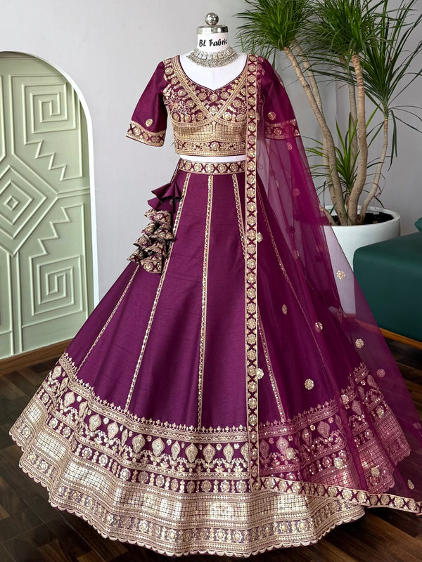 Purple color Designer Sequence Embroidery work Lehenga choli for Wedding Function BL1632