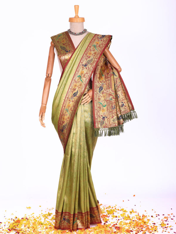 Parrot color Kanjivaram work Designer Lehenga Choli BLS1006_Parrot