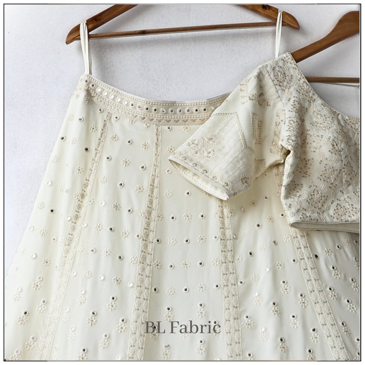 White color Embroidery & Mirror work Designer Lehenga Choli for Wedding Function BL1238 2
