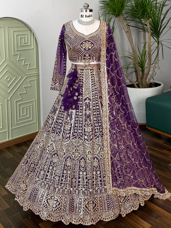 Purple color Hand Embroidery work Designer Lehenga Choli for Wedding Function BL1636
