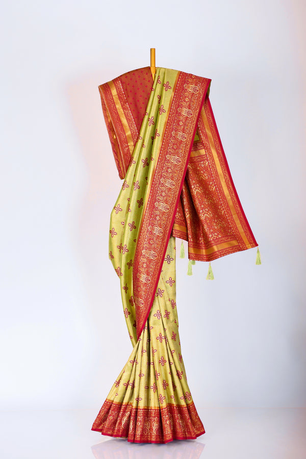 Light Green color Kanjivaram work Designer Lehenga Choli BLS1001