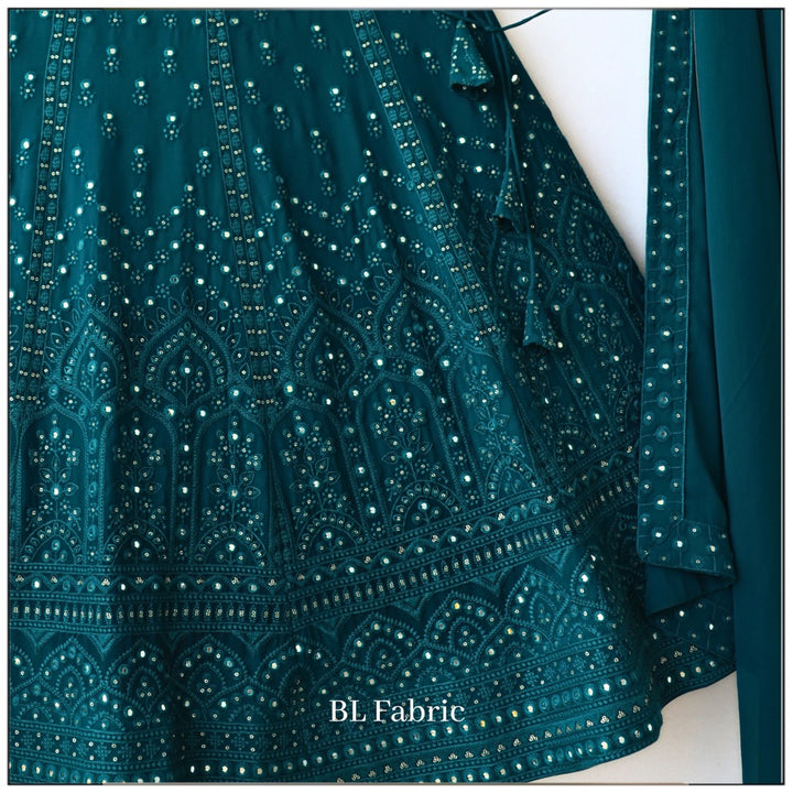 Green color Embroidery & Mirror work Designer Lehenga Choli for Wedding Function BL1238 3