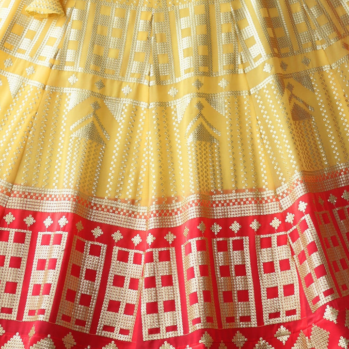 Shadding Yellow Pink color Sequence work Designer Faux Georgette Lehenga choli BL1310 4