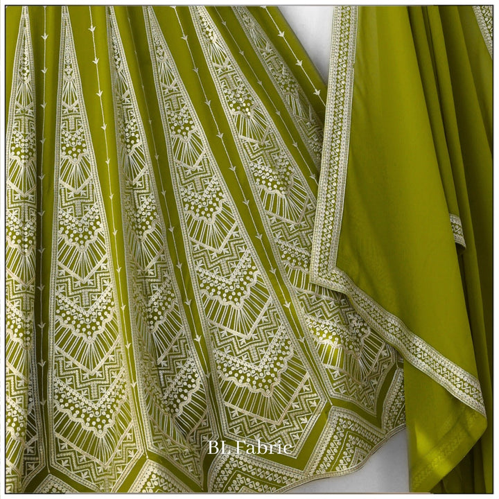 Mehendi Green color Sequence & Thread Embroidery work Designer Wedding Lehenga Choli BL1345 4