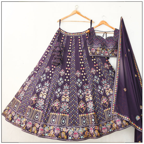 Rosy Purple color Sequence Embroidery work Designer Wedding Lehenga Choli BL1347 1