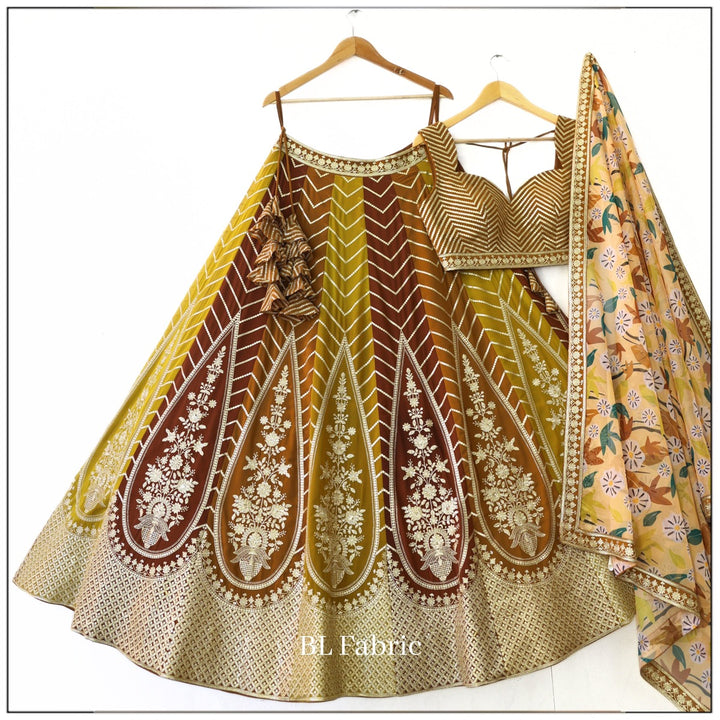 Multi color Sequence & Zari Embroidery work Designer Lehenga Choli for Wedding Function BL1349 1