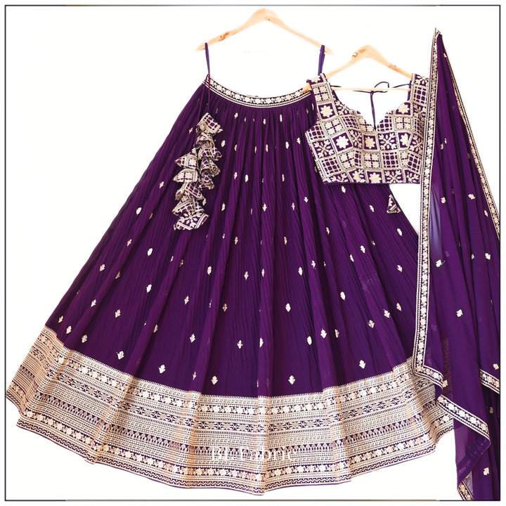 Purple color Crush Fabric Sequence Zari work Designer Lehenga Choli for Any Function BL1351 1