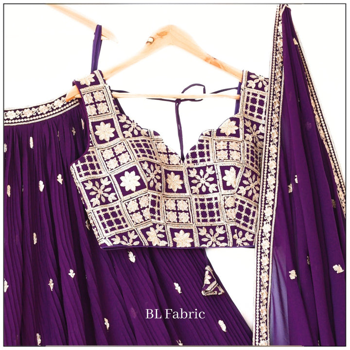 Purple color Crush Fabric Sequence Zari work Designer Lehenga Choli for Any Function BL1351 2