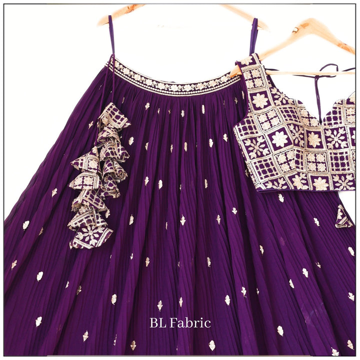 Purple color Crush Fabric Sequence Zari work Designer Lehenga Choli for Any Function BL1351 3