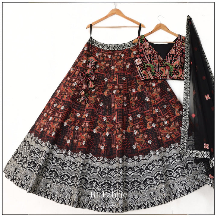 Black color Georgette Printed & Embroidery work Designer Lehenga Choli for Any Function BL1354 1
